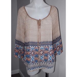 Mine sheer aztec print blouse